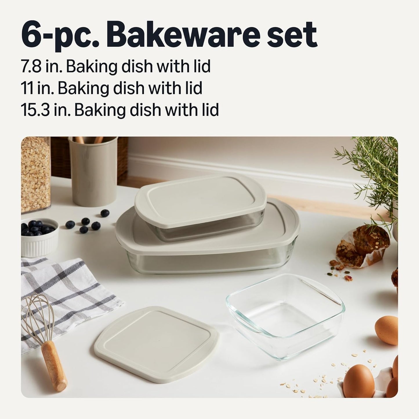 Glass Baking Dishes with BPA-Free Lids